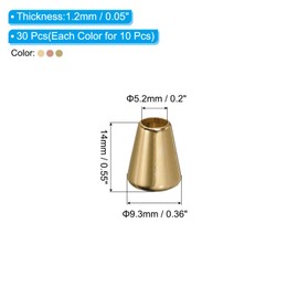 PATIKIL Bell Stopper Conical Cord Ends, 30 Pack Zinc Alloy Cord Rope Fastener Lock Clip for DIY Backpacks Shoelaces Bags, Light Green Gold, Light Gold Tone, Rose Gold