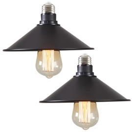 WOERFU 2-Pack E26 to E26 Screw-in Industrial Style Ceiling Lights Fixture, Matte Black Farmhouse Light Fixtures for Kitchen, Laundry Room, Entryway, Hallway