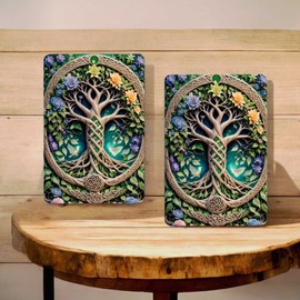 EGgifts Celtic Tree of Life Metal Wall Sign 8x12 Inch Irish Decor with Floral Accents