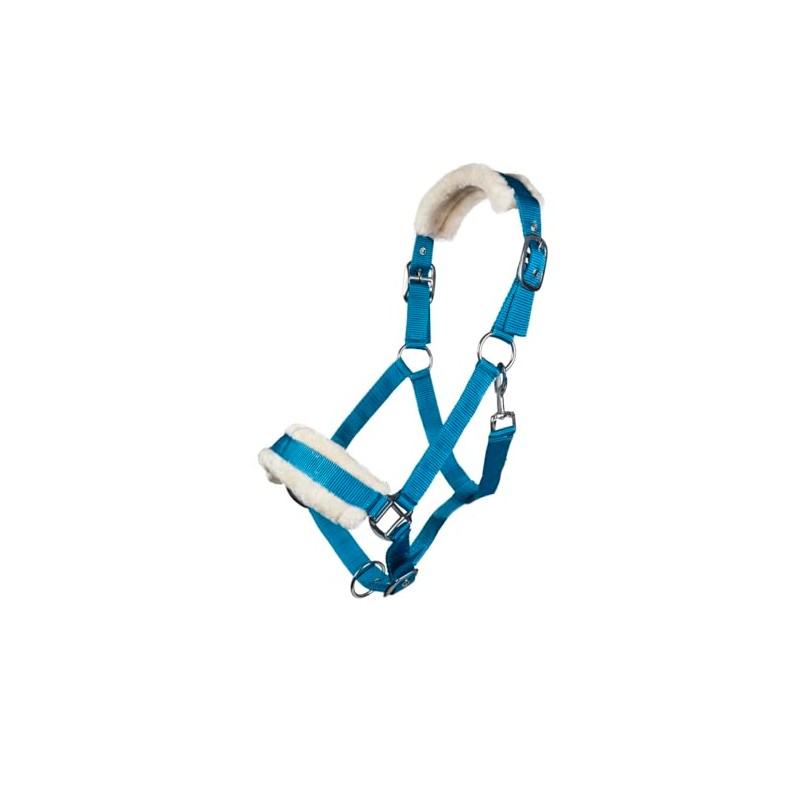 HKM 11796 Bischofshofen Headcollar Plush Padding Horse Halter Turquoise, Thoroughbred