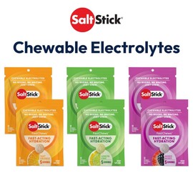 SaltStick Chewable Electrolyte Tablets - Fast Acting Hydration - Variety Pack - No Mixing No Waiting Just Chew - Vegan & Non-GMO - Tart Orange, Lemon Lime, & Mixed Berry