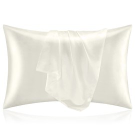 BEDELITE Satin Pillowcase for Hair and Skin, Super Soft and Cooling Similar to Silk Pillow Cases 2 Pack with Envelope Closure, Gift for Women Men(20"x26" Standard Size, Ivory)