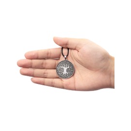 HAQUIL Celtic Tree of Life Medallion Necklace, Faux Leather Cord, Tree of Life Jewelry Gift