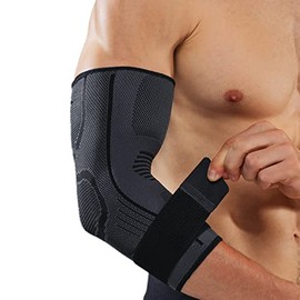 Elbow Brace Support with Strap Adjustable Elbow Brace Compression Sleeves Pain Relief Tennis Elbow Brace Running Workout Gym Basketball Golf Weightlifting Pain Relief Tendonitis Arthriti