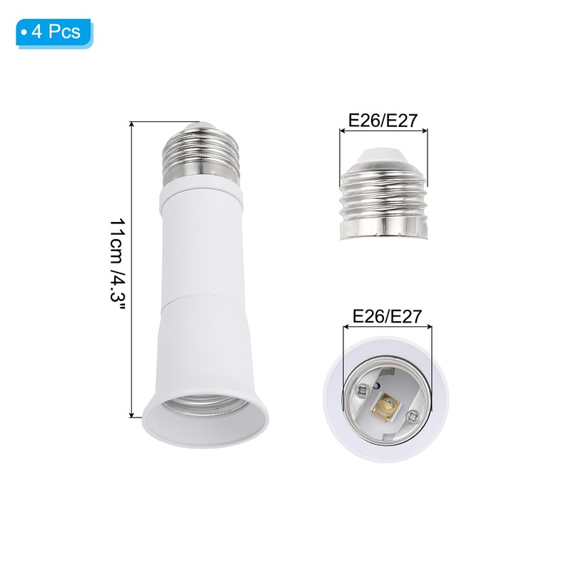 PATIKIL 4.3 Inch E26/E27 Light Socket Extender, 4 Pcs Flexible