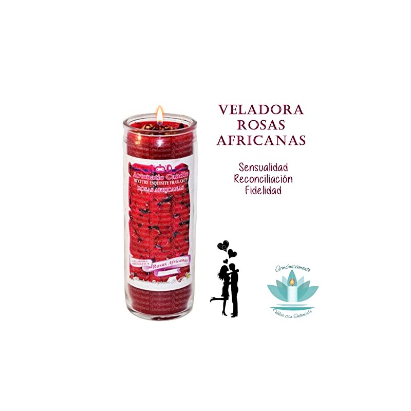 VELADORA DE ROSAS AFRICANAS | SENSUALIDAD, RECONCILIACIÓN, PASIÓN, VELA AROMÁTICA