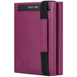 VON HEESEN Slim Wallet with RFID Protection - Mini Wallet Men & Women Small - Credit Card Holder - Purse Wallet, Pink, With XL coin pocket, With XL coin compartment