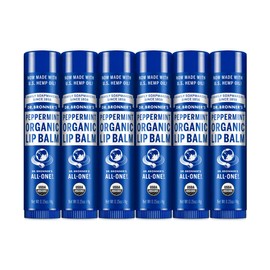 Dr. Bronner's Bálsamo Labial Orgánico Menta, Fórmula Hidratante y Refrescante con Aceites Esenciales, Pack de 6 Unidades