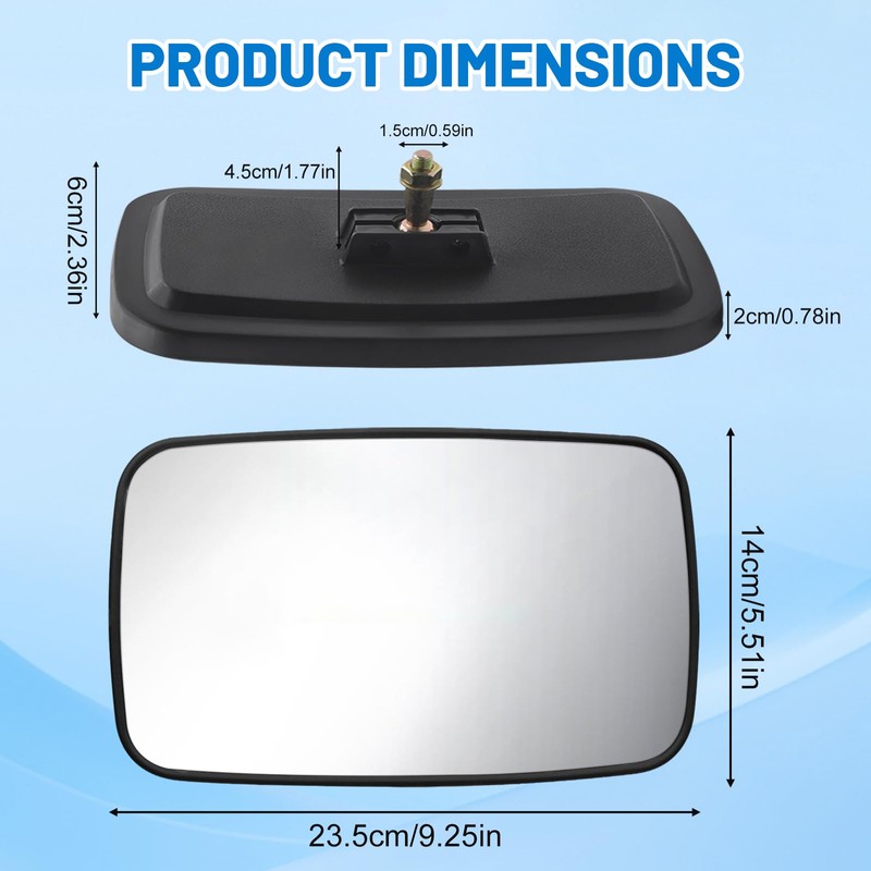 YnGia Tractor Mirrors Forklift Universal Rearview Mirror 9.25x5.3 inch HD