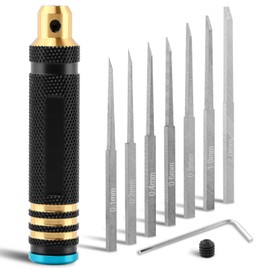 Loyanger 7 In 1 Model Scriber with 7 Blades Resin Carved Scribe Line Cutting Tool Chisel for Carving Cutting, Panel line, Scale Model - 0.1/0.2/0.4/0.6/0.8/1.0/2.0mm Blades(COLOR:Black)