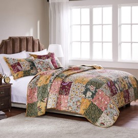 Greenland Home Antique Chic Cotton Patchwork Quilt Set, 5-Piece King/Cal King, Multi