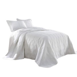 Chezmoi Collection Kingston 2-Piece Oversized Bedspread Coverlet Set (Twin XL, White)