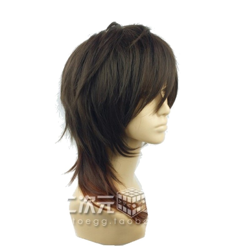 Cosplay Wigs Mixture Dark Brown guradyie-syon Semi Long Medium Men's