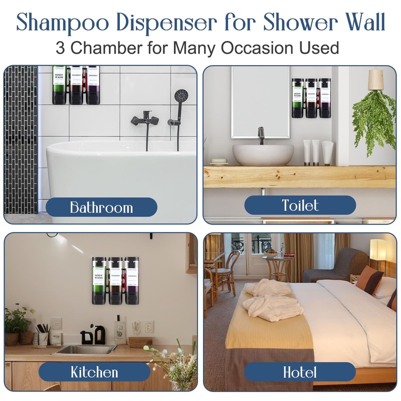 e esscopro 2 Sets Shower Soap Dispenser 3 Chamber No
