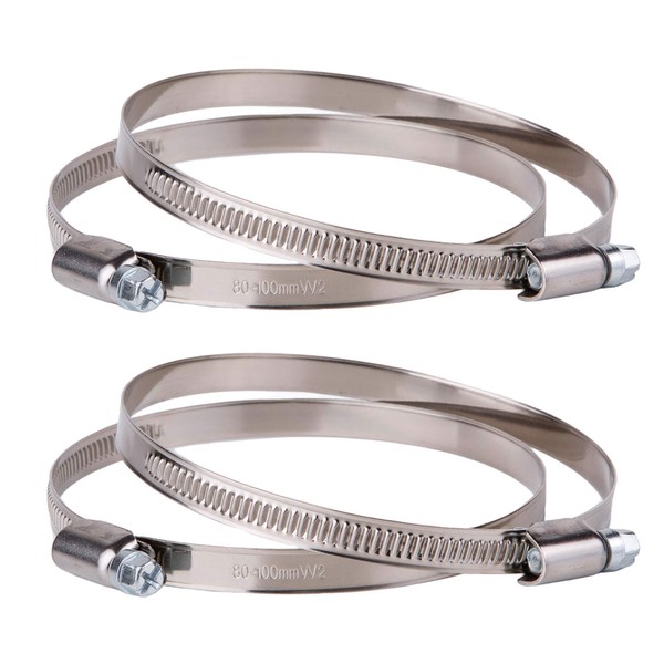 Pack of 4 Stainless Steel Hose Clamps, Adjustable Clamps, Worm
