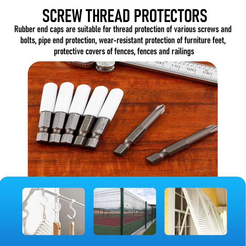 1/4" Screw Thread Protectors for Storm Hurricane Shutters Bolts White