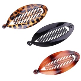 3 Pcs Banana Hair Clip, Combs Double Banana Clips Long Hair Clips Ponytail, Fishtail Hair Combs Double Clips Set with Strong Grip for Women Girls