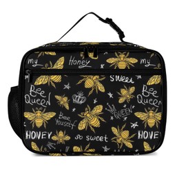 Muishi Honey Bees Reusable Lunch Box Insulated Lunch Bag Cooler Bag Lunchbox Meal Food Container Tote Bag for Women Kids Girls Boy School Camping Hiking Picnic Beach Travel