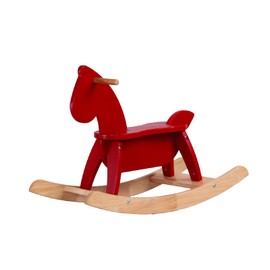 PHUDONGTOYS Red Wooden Rocking Horse Funny for Toddlers (Ages 2-4) - Durable Rubber Wood, Enhanced Rocking Base, Smooth Surface for Creative Decoration, Foldable Rocking Horse