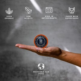 Healthy Bean Low Acid Coffee Pods - Superfood Infused, USDA, Organic Low Acid Coffee, Mold Free Coffee Pods - Clean, Healthy Coffee Pods - Mycotoxin Free Coffee - Semi-Dark Roast, 12 Pack