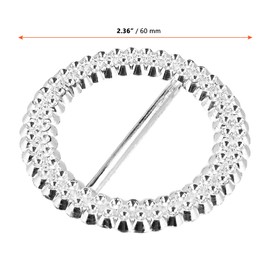 SINJEUN 200 PCS 2.5 Inch Acrylic Rhinestone Ribbon Buckle, Round Silver Tone Chair Sash Buckles, Decorative Ribbon Slider Elegant Sash Buckles And Clips for Wedding, Party, Home, Silver, 60 mm
