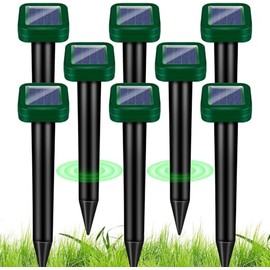2026 Upgraded Solar Mole Repellent Ultrasonic Outdoor, 8 Pack Sonic Gopher & Vole Deterrent Stakes, IP66 Waterproof Snake Rabbit Groundhog Repeller to Protect Yard, Lawn, Garden