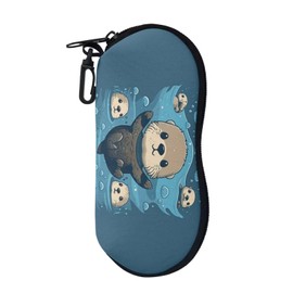 Upetstory Sea Otter Sunglasses Case Zipper Eyeglasses Holders Glasses Pouch with Belt Clip Portable Protective Bag for Women Men Student Girls Boys School Travel Workout
