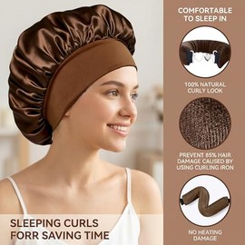 Rizadores de pelo nocturnos sin calor - 3 piezas de rulos sin calor para dormir y gorro de ducha, rulos de terciopelo con envoltura de satén