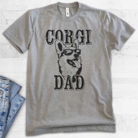 EVERTREE CLOTHING Corgi Dad T-Shirt, Unisex Men's Shirt, Corgi Owner, Best Dog Dad Gift, Dark Heather Gray, X-Large