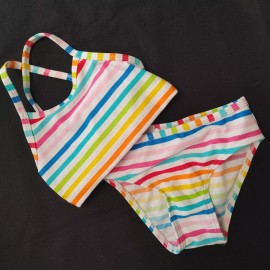 Circo INFANT GIRLS 12 MONTH VIBRANT STRIPED 2 PIECE SWIMSUIT TANKINI - NEW CLOTHING