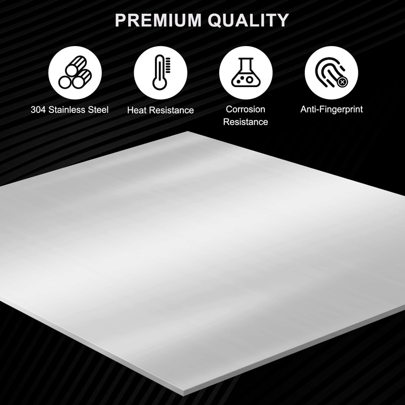 4PCS 304 Stainless Steel Sheets, 4" x 4" x 0.04"