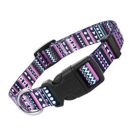 Cobee Nylon Dog Collar, Adjustable Puppy Collars with Patterns Bohemian Style Soft Comfortable Cat Collar Pet Collars for Small Medium Dogs(Purple M)