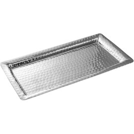 Monarch Abode Decorative Tray – 12-Inch Hand Hammered Nickel Finish Metal Bathroom Tray Countertop, Vanity Trays Organizer, Perfume Plate for Dresser, Kitchen Countertop Small Fruit Platter