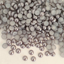 MajorCrafts® 200pcs 8mm Flat Back Half Round Resin Pearls Craft Embellishments (Dark Grey C19)