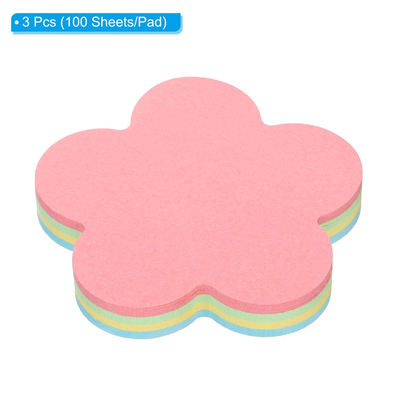 PATIKIL 2.7 x 2.7 Inch Flower Shape Sticky Notes, 3