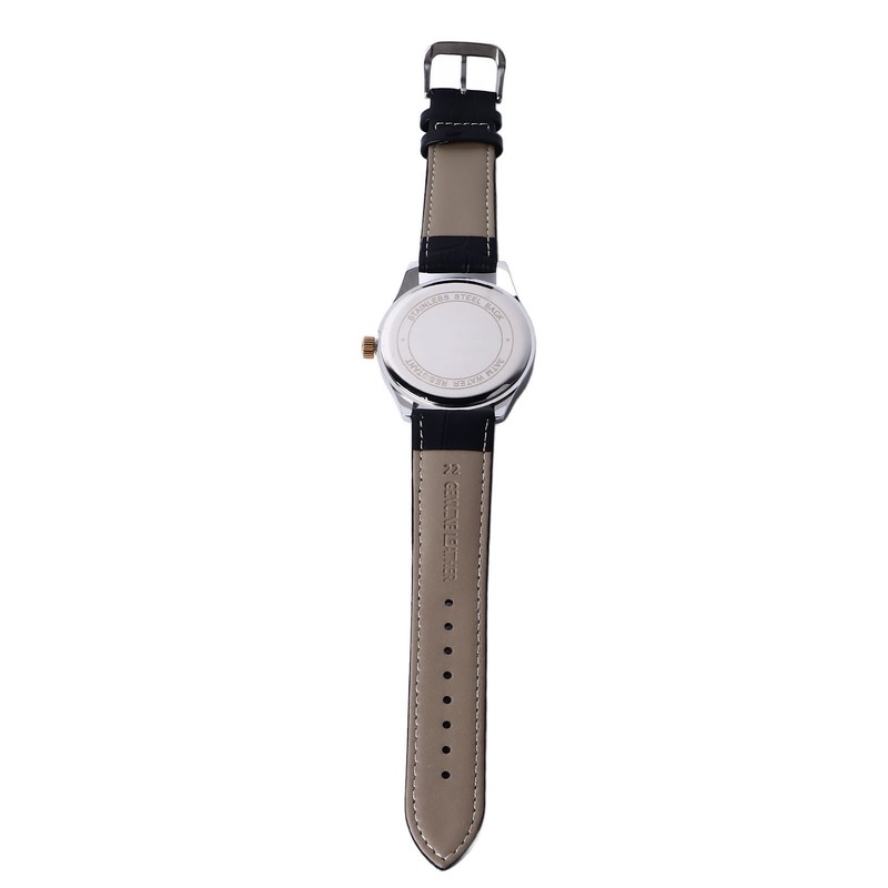 Men Quartz Watch Double Calendar Accurate Time PU Leather Strap