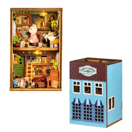 Mini 3D Wooden Doll House Craft Model with LED,DIY Miniature and Furniture Dollhouse Kit,Creative Room Idea for Valentine's Day Birthday Gift (Luna's Apartment)