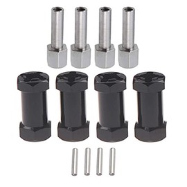 AMOGOT 4Pcs Alloy 12mm Wheel Hex Hub 25mm Offset Extension Hex Drive Adapter Combiner Coupler for 1/10 RC Crawler Axial Scx10 90046 Jeep Wrangler Everest 10 CC01 2wd Slash(Black,25mm)