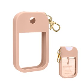 AIERSA Hand Sanitizer Spray Case Compatible with Touchland, Silicone Hand Sanitizer Case Holder with Keychain for Touch Land Mist Case 1FL. OZ (Blush Beige)
