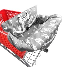 Portable 2-in-1 Shopping Cart & High Chair Covers for Babies, Kids, Infants, Toddlers | Universal Size with Free Carry Bag (Gray Arrow)