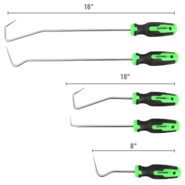 OEMTOOLS 26519 5 Piece Hose Remover Set, Cotter Pin Removal Tool, for Radiator Line and Heater Hose Removal, Coolant Hose Remover, Black and Green