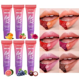 Dynaeuty 6 Pcs Peel Off Lip Stain Lip Tint Set Long Lasting Waterproof Non Stick Cup Non Fade Liquid Lipstick Set, Magic Color Lip Oil Set for Women (C03)