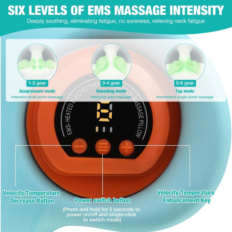 PLLYPE EMS Nackenmassagegerät Elektrisch mit Wärme, Hugterra Massager, Kabelloses Nacken