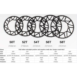 Litepro Folding Bicycle Full Hollow Bicycle Chain Wheel 48/50/52/54/56/58T Chainring BCD130 Ultra Light Positive Tooth Disc (Black, 50T)