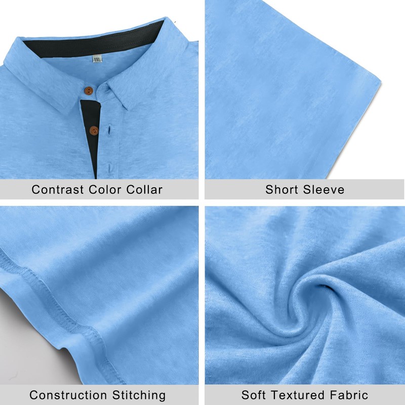 PEGENO Collared Shirts Spring Mens Golf Polo Shirts Performance Polo