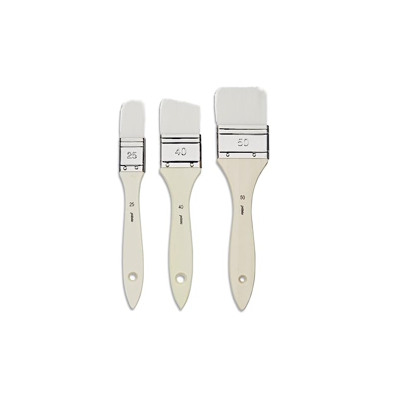Pebeo Gesso Varnish Brush, White Synthetic Fiber, Pack of 3