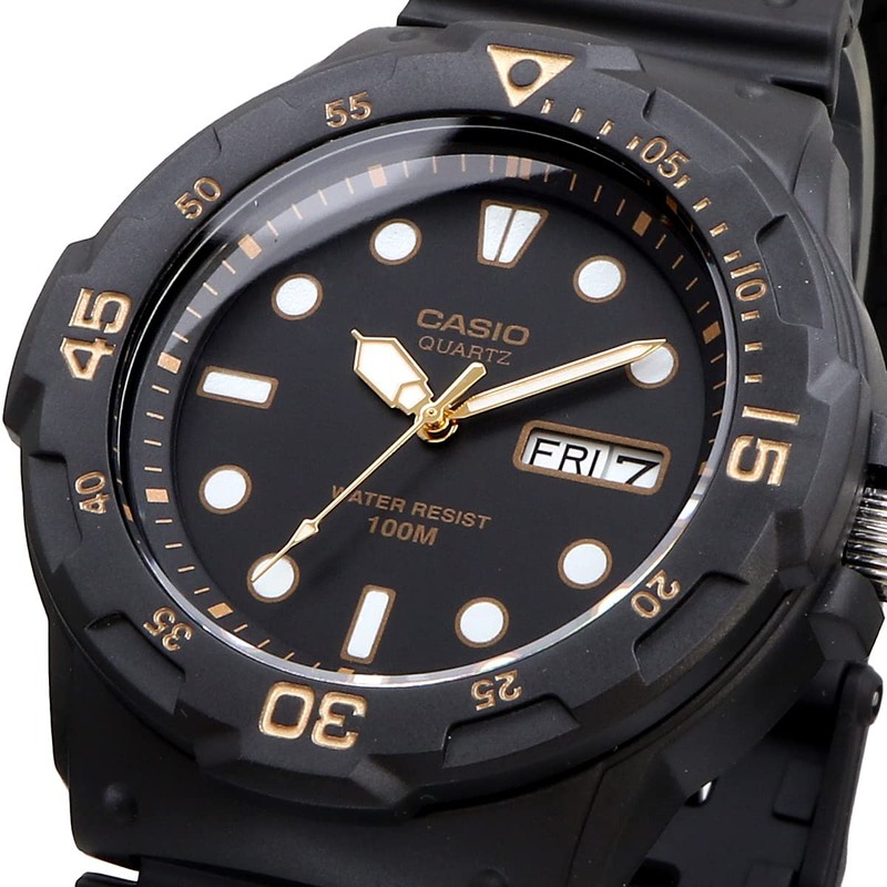 Casio MRW-200 Men's Standard Quartz Watch, Black x Gold MRW-200H-1EV,