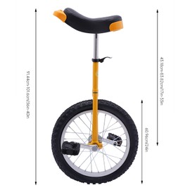 24 Inch Wheel Unicycle with Steel Frame,Unicycle Bike Adjustable Height Exercise Bicycle Training Balance Bike for Adults,Daily Fitness Exercises,Cycling Exercises,Balance Training (Yellow)