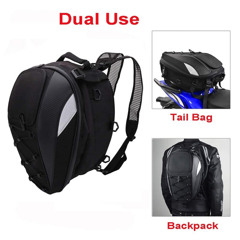 Waterproof Motorcycle Tail Bag - Dual Use Sport Backpack Helmet