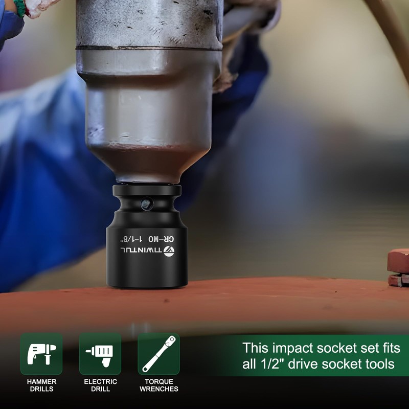 1-1/8" Impact Socket 1/2 Inch Drive for Easy Removal of